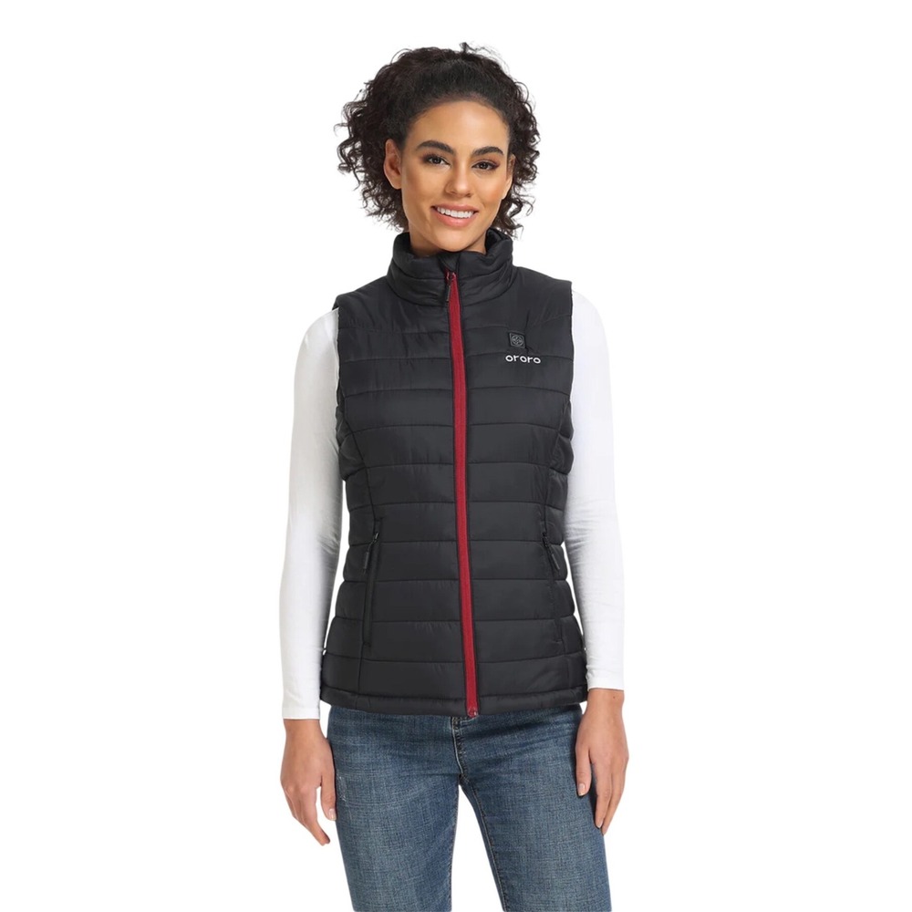 Ororo Womens Heated Slim Fit Vest Black Red Full Zip Size Small No Battery